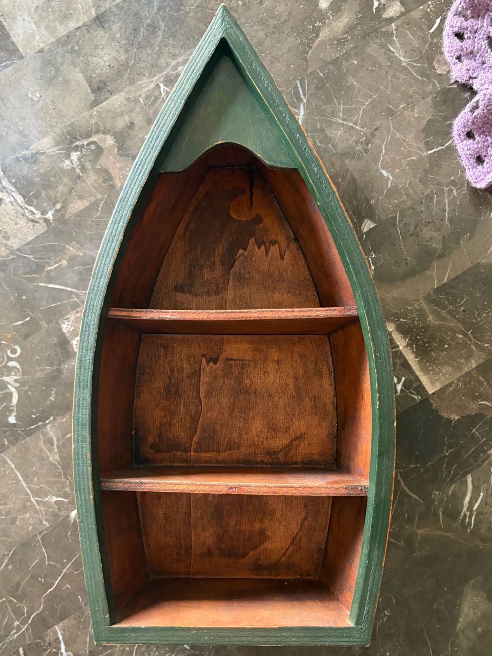 Wooden Decorative Boat Organizer in Green and Brown